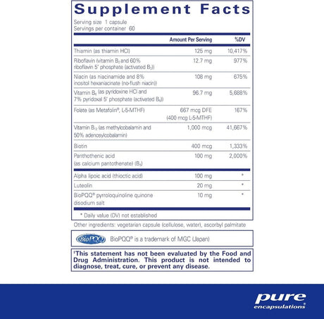 Ultra B-Complex W/ PQQ 60 Veggie Caps
