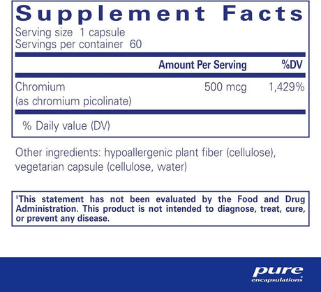 Chromium Picolinate 500 MCG 60 Veggie Caps