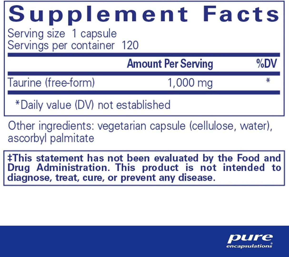 Taurine 1000 MG 120 Veggie Caps