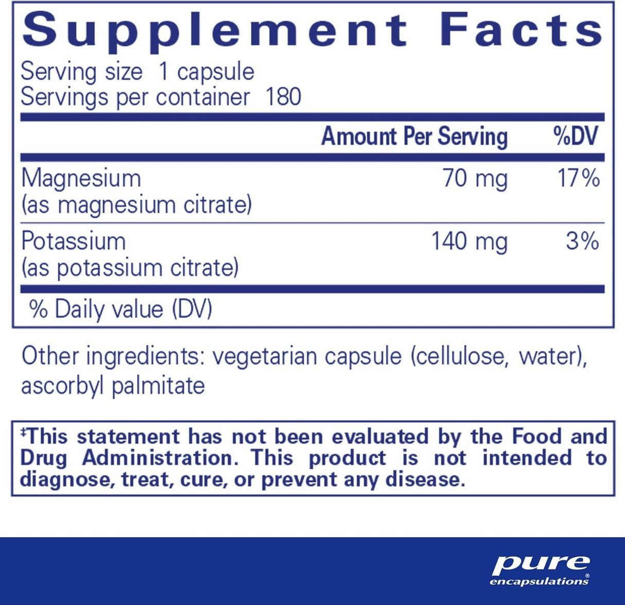 Potassium Magnesium Citrate 180 Veggie Caps