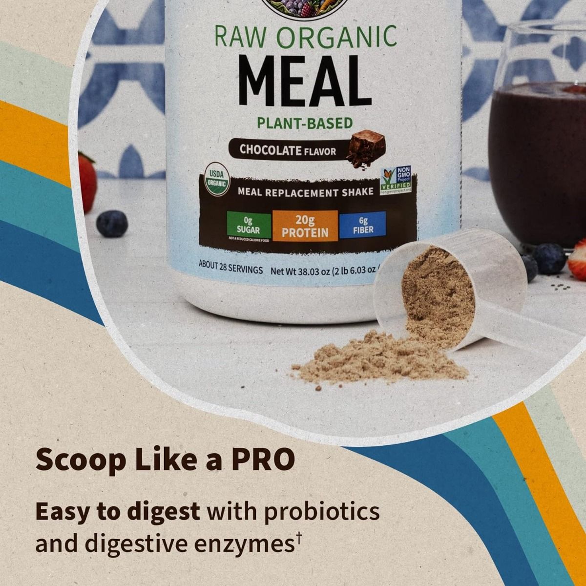 RAW Meal 17.4 oz (493 G) Powder Chocolate