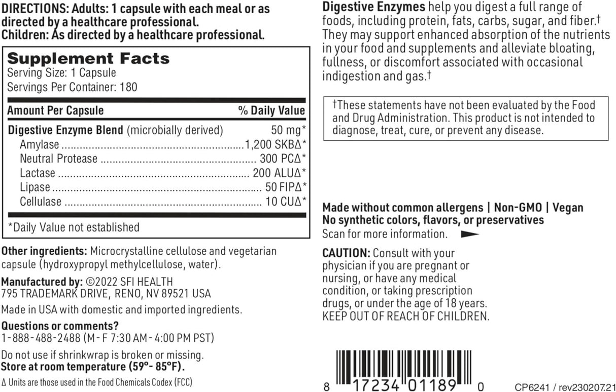 Digestive Enzymes 180 Veggie Caps