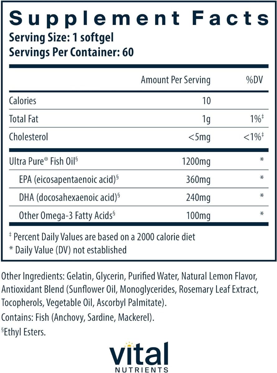 Ultra Pure Fish Oil 700 60 Softgels Lemon