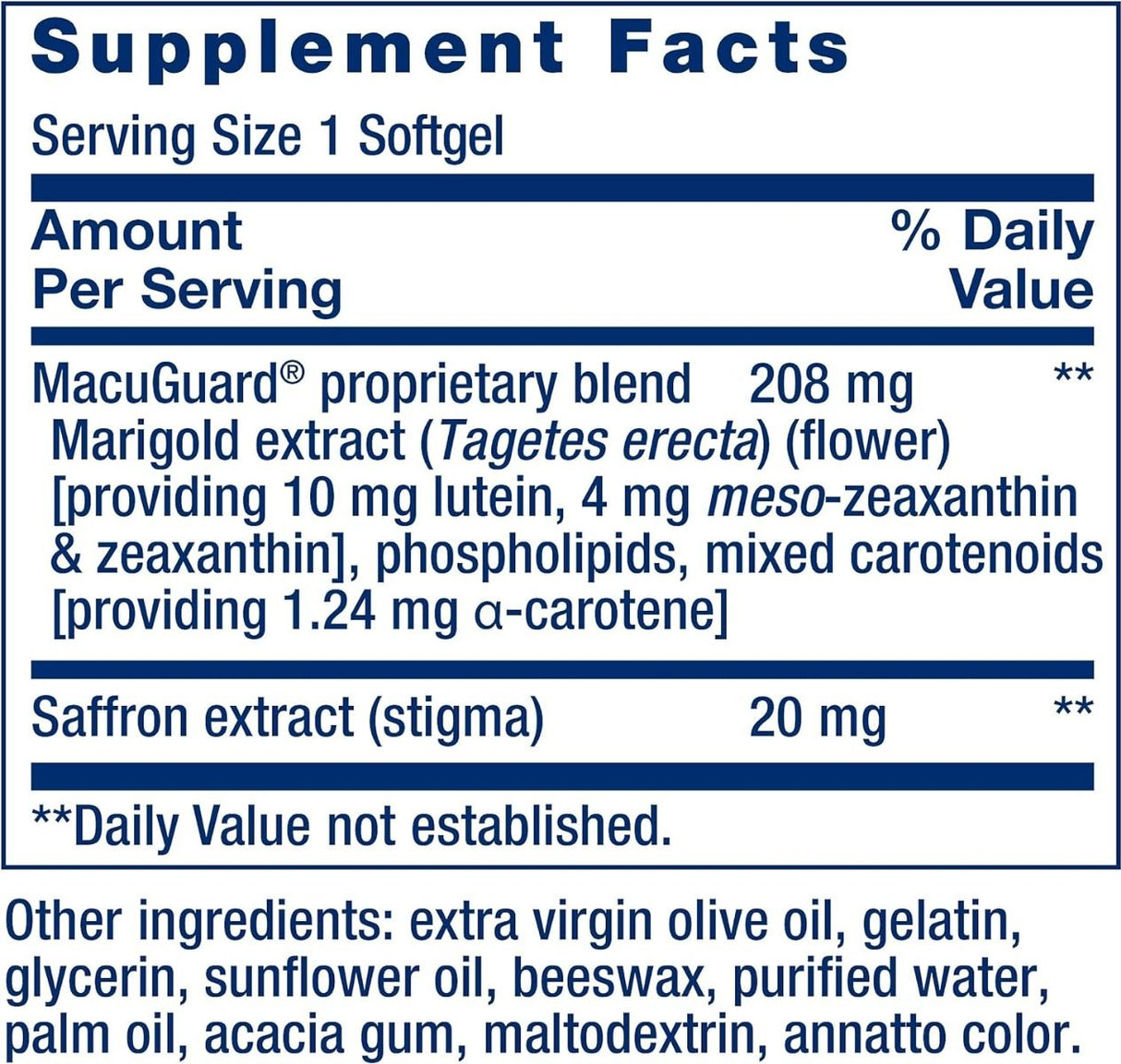 MacuGuard Ocular Support with Saffron 60 Softgels