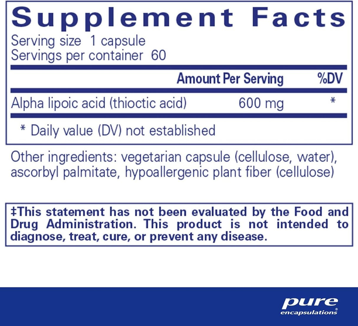 Alpha Lipoic Acid 600 Mg 60 Veggie Caps