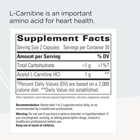 Acetyl-L-Carnitine 500 MG 60 Capsules