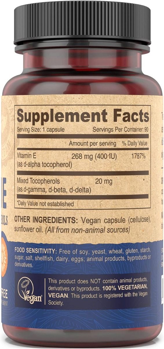 Deva Vegan Vitamin E with Mixed Tocopherols 400 IU