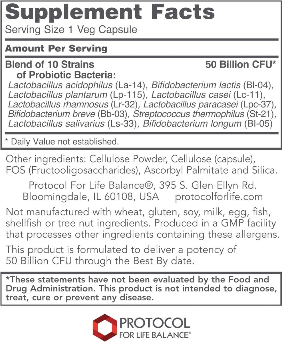 ProtoDophilus 50 Billion, 10 Strains (F) 50 Vegan Capsules