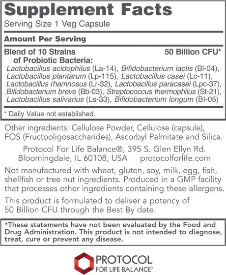 ProtoDophilus 50 Billion, 10 Strains (F) 50 Vegan Capsules