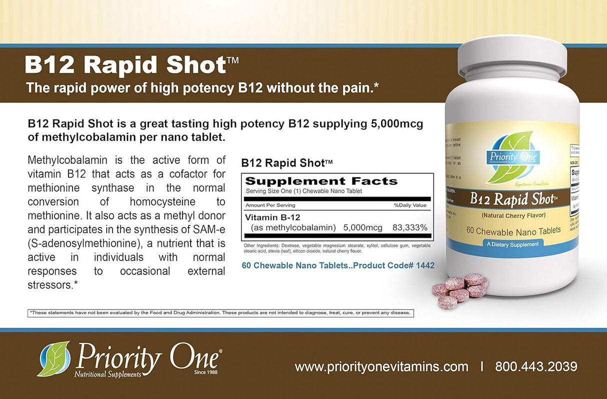 B-12 Rapid Shots 60 Chewable Tablets