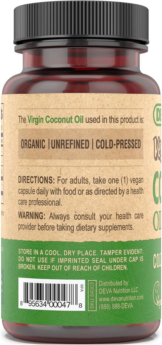 Devan Vegan Vitamins Coconut Oil 90Vegan Capsules