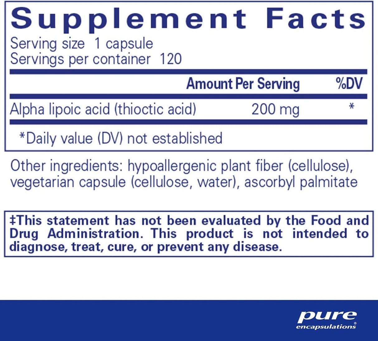 Alpha Lipoic Acid 200 Mg 120 Veggie Caps