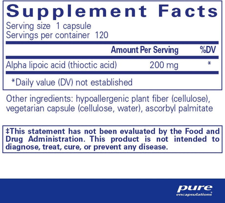 Alpha Lipoic Acid 200 Mg 120 Veggie Caps