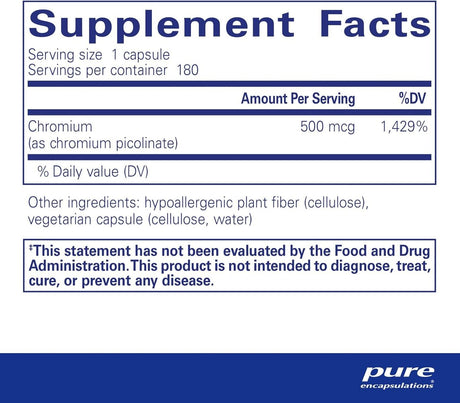 Chromium Picolinate 500 MCG 180 Veggie Caps