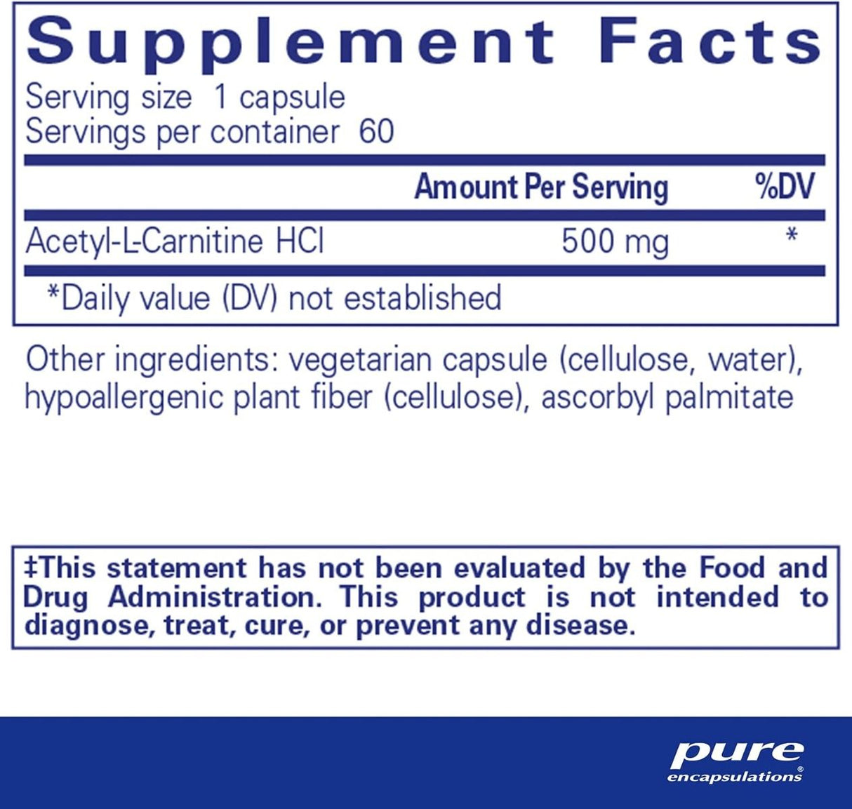 Acetyl-L-Carnitine 500 MG 60Capsules