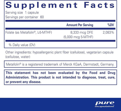 Folate 5,000 5000 MCG 60Veggie Caps