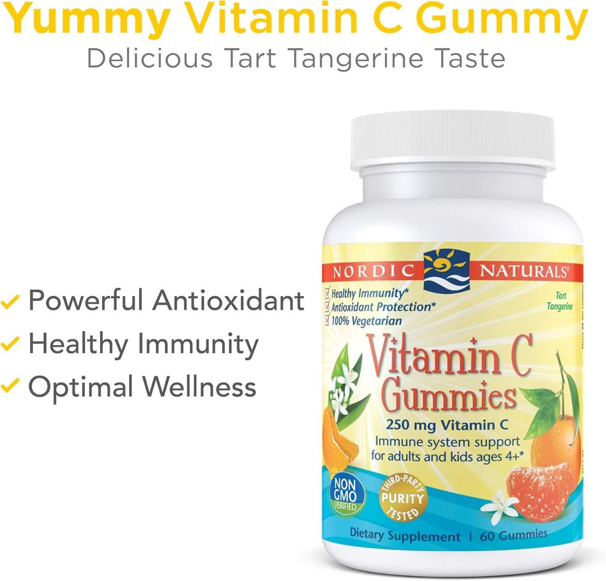 Vitamin C Gummies 250 MG 60 Gummies Tangerine