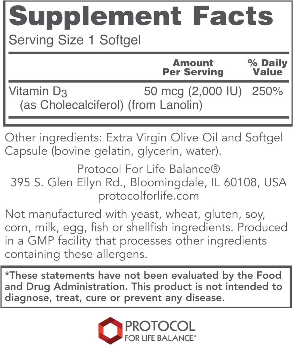 Vitamin D3 2,000 IU 120 Softgels