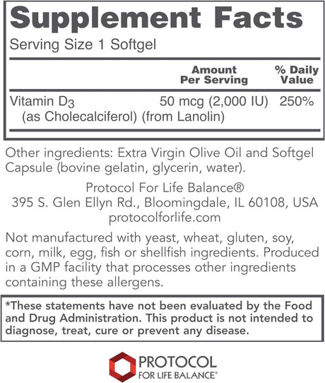 Vitamin D3 2,000 IU 120 Softgels