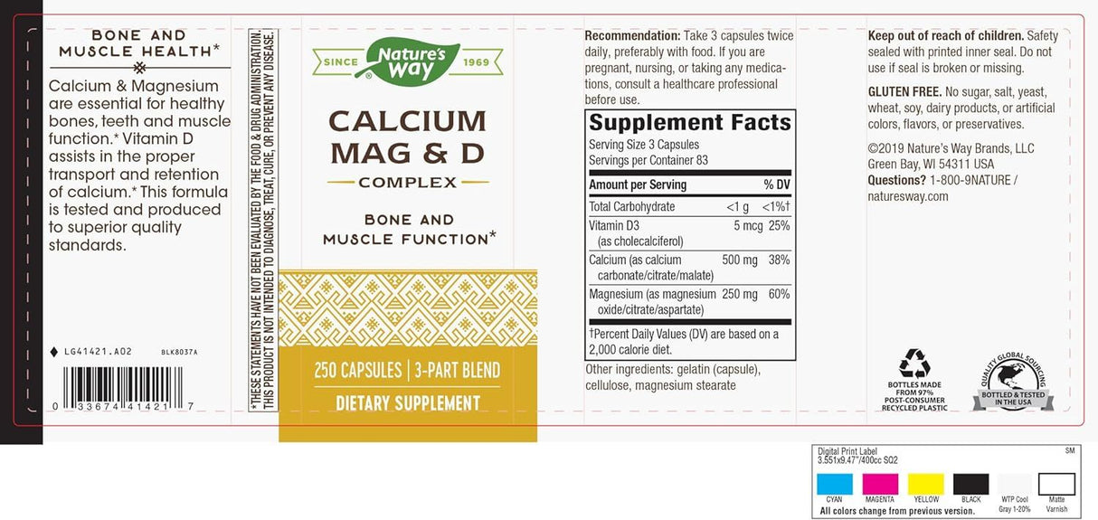 Calcium Magnesium & Vitamin D 250Capsules