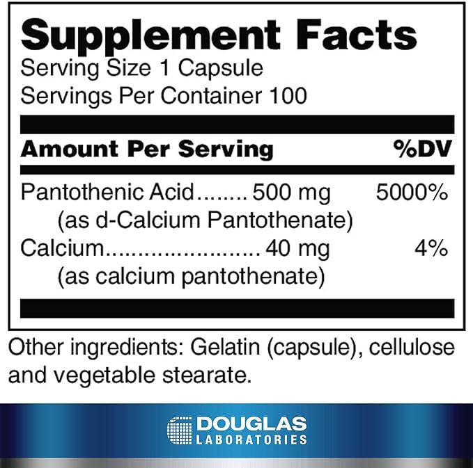 Pantothenic Acid 100 Capsules