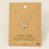 Dog Pendant Necklace: Rhodium Plated