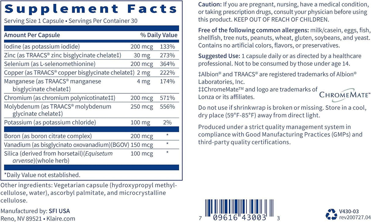 LDA Trace Mineral Complex 30 Veggie Caps