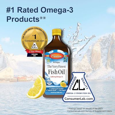 Very Finest Fish Oil Omega-3 - DHA & EPA 16.9 oz Liquid Lemon