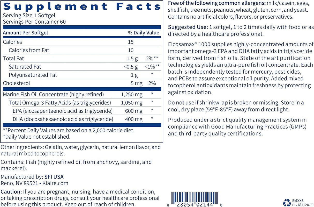 Eicosamax 1000 MG 60 Softgels