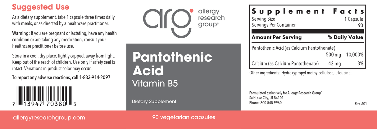 Pantothenic Acid 90Veggie Caps