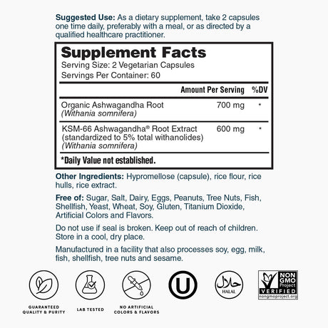 Nature's Lab KSM-66® Ashwagandha Extract - 120 Capsules