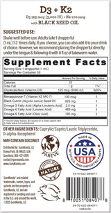 Natural Cold Pressed Black Seed Oil With Vitamin D3, K2, & E