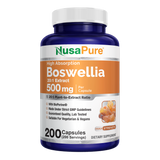NusaPure Boswellia Serrata 500 mg Per Veggie Caps 200 Count (Ext. 20:1, Non-GMO, Vegan, Bioperine) Ayurvedic Herb: Indian Olibanum, Frankincense