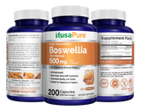 NusaPure Boswellia Serrata 500 mg Per Veggie Caps 200 Count (Ext. 20:1, Non-GMO, Vegan, Bioperine) Ayurvedic Herb: Indian Olibanum, Frankincense