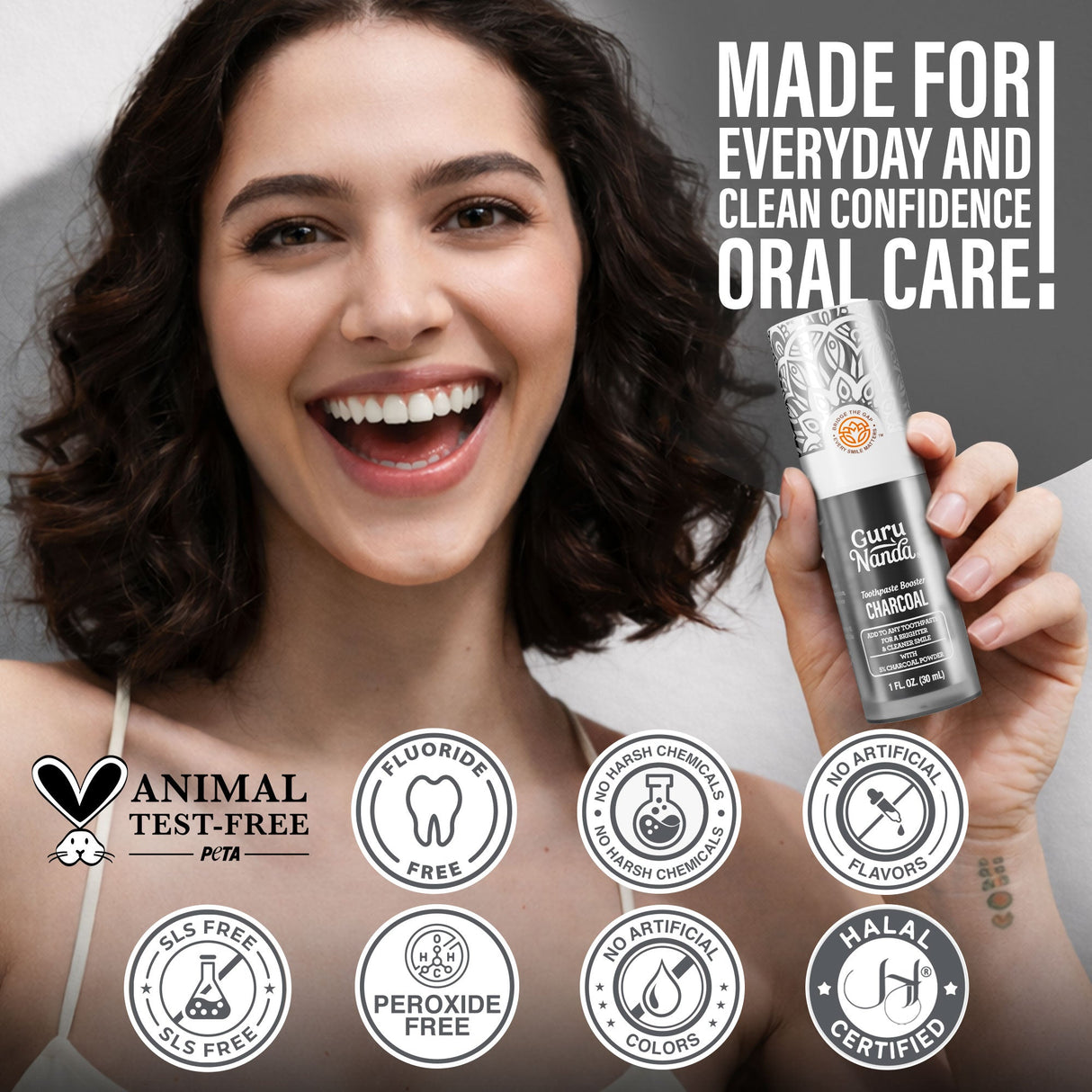 Charcoal Toothpaste Booster with 5% Charcoal Powder – 1 fl oz