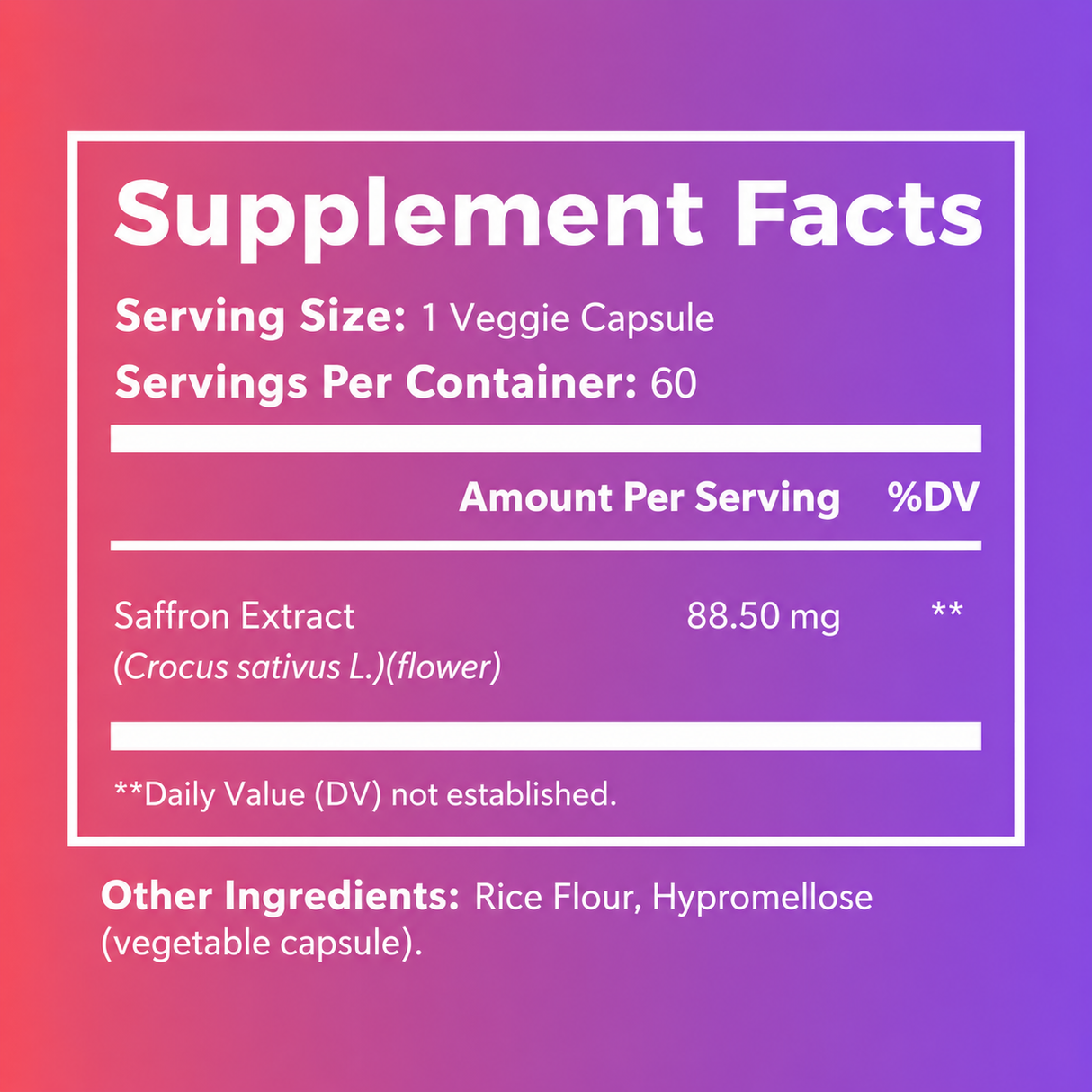 MOOD* Saffron Extract : 60 Caps : Part of the MenoWell Metabolic Support System