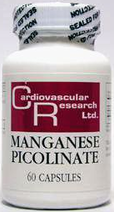 Ecological Formulas/Cardiovascular Research, Manganese Picolinate 60 Capsules