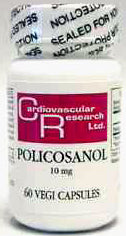 Ecological Formulas/Cardiovascular Research, Policosanol From Sugar Cane Wax- 10 MG 60 Veggie Caps