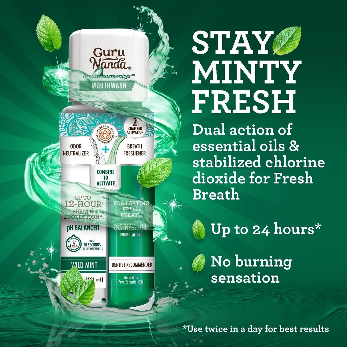 Dual Barrel Breath Harmonizer Mouthwash, Wild Mint