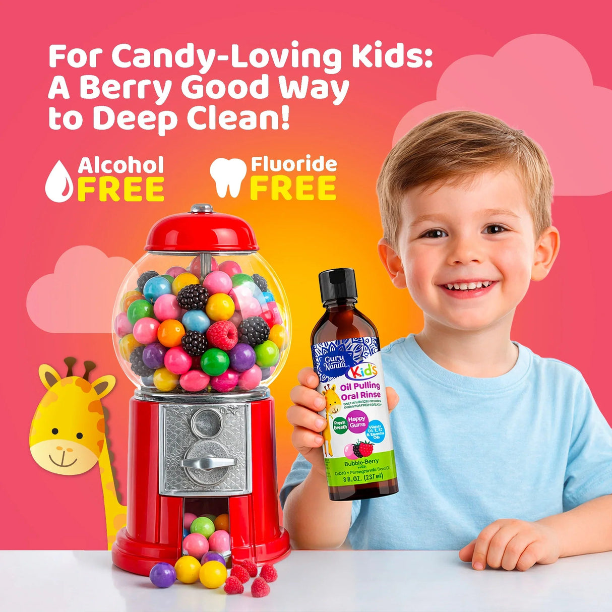 Kids Oil Pulling with Bubble Berry & CoQ10 – 8 fl oz