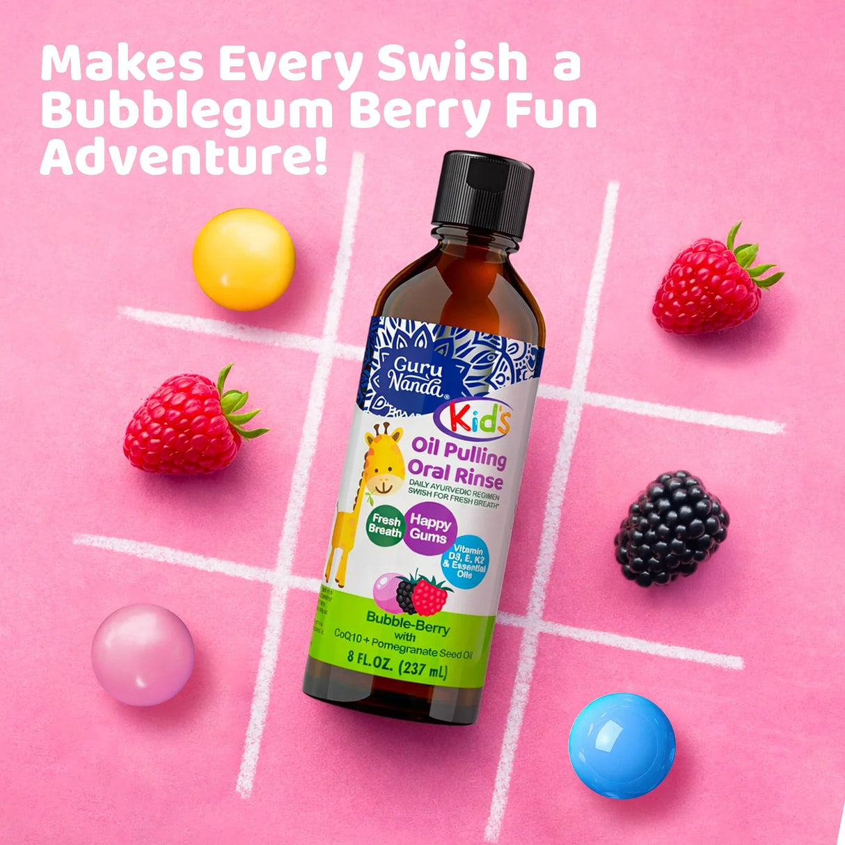 Kids Oil Pulling with Bubble Berry & CoQ10 – 8 fl oz