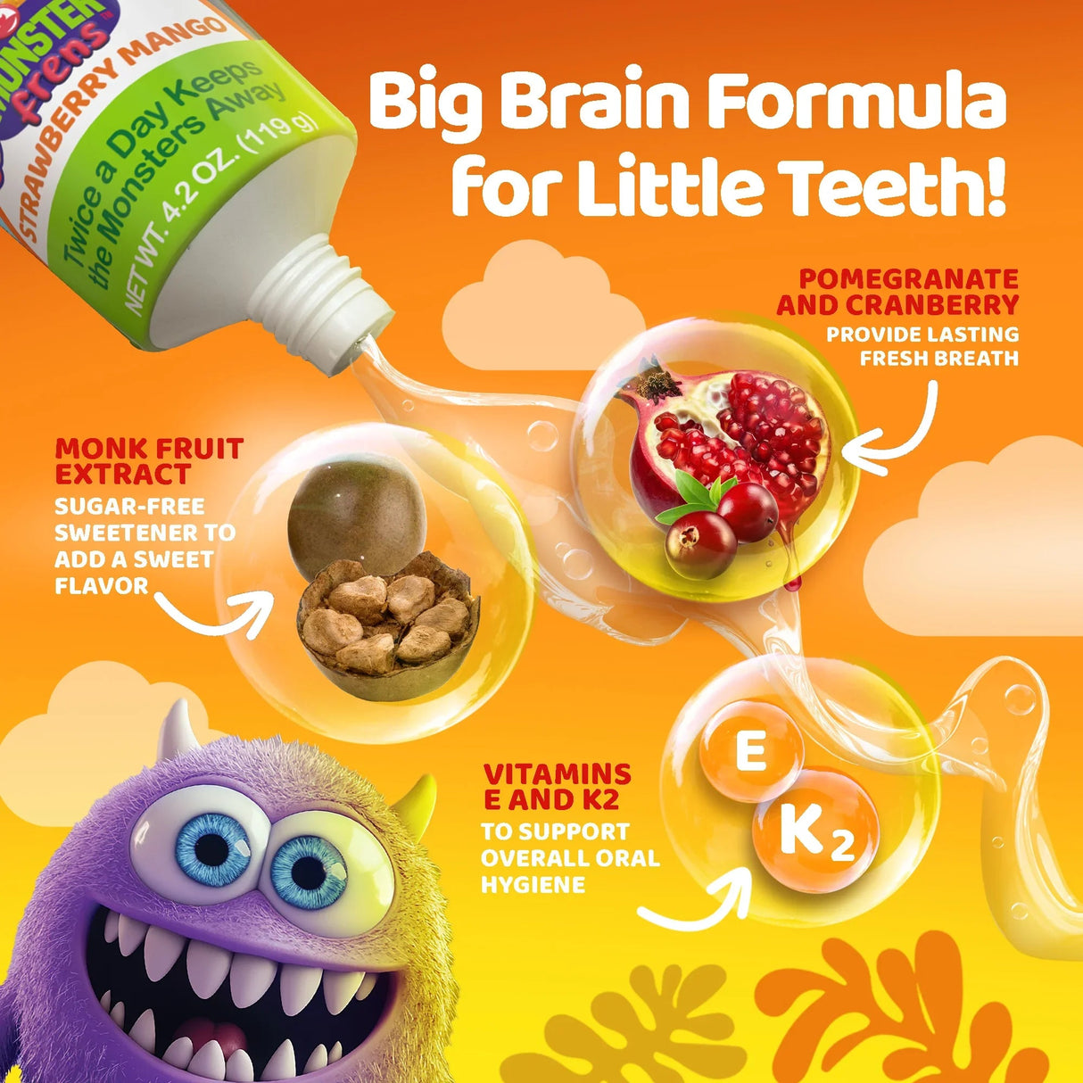 Kids Toothpaste with Xylitol & Hydroxyapatite, Strawberry Mango – 4.2 oz – 3 Pack