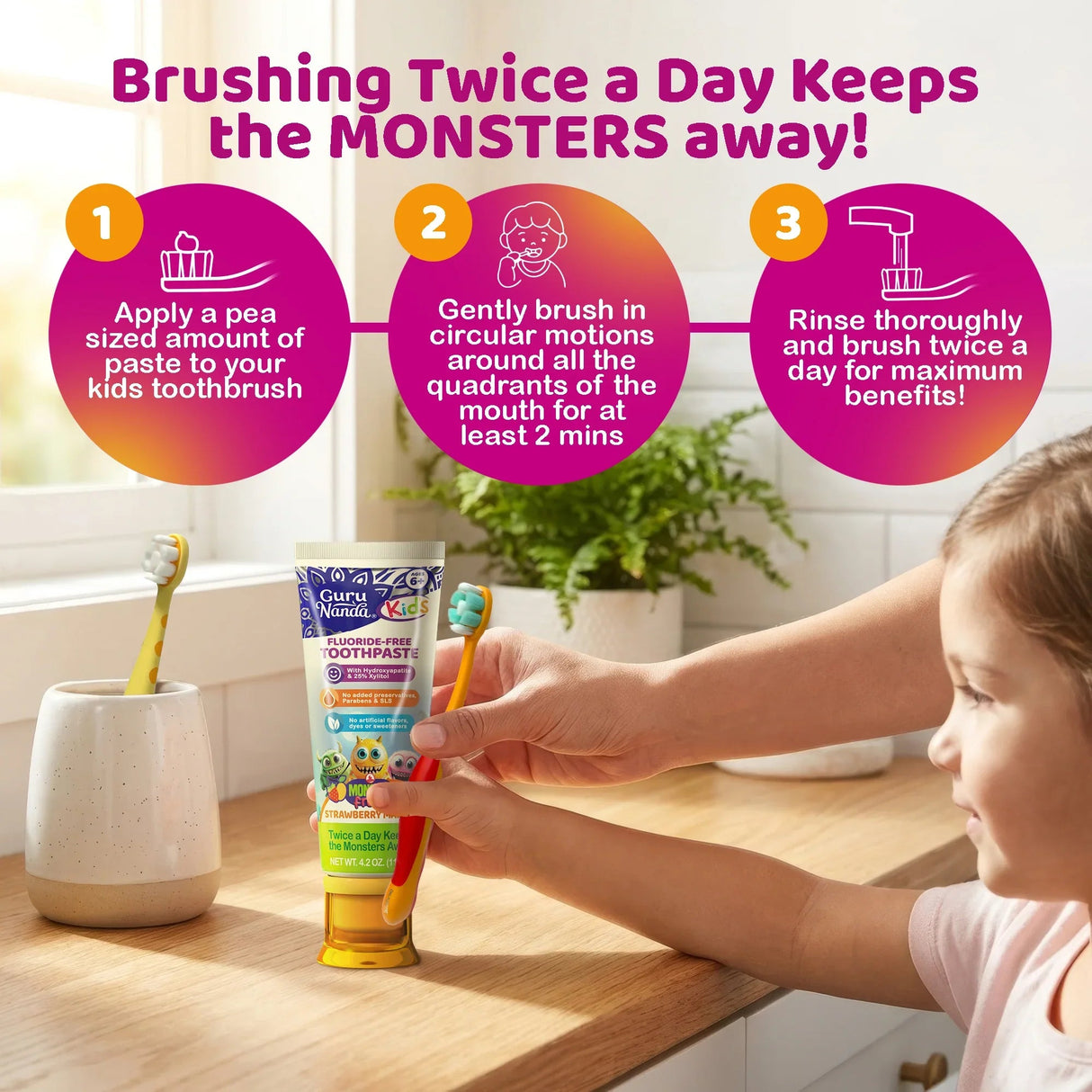 Kids Toothpaste with Xylitol & Hydroxyapatite, Strawberry Mango – 4.2 oz – 3 Pack
