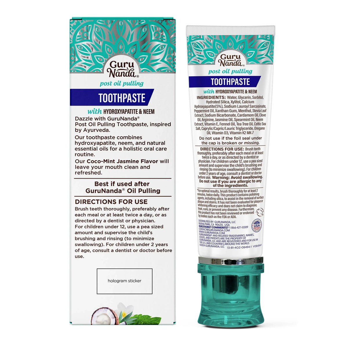 Hydroxyapatite & Neem Whitening Toothpaste, Fluoride Free – 4.2 oz