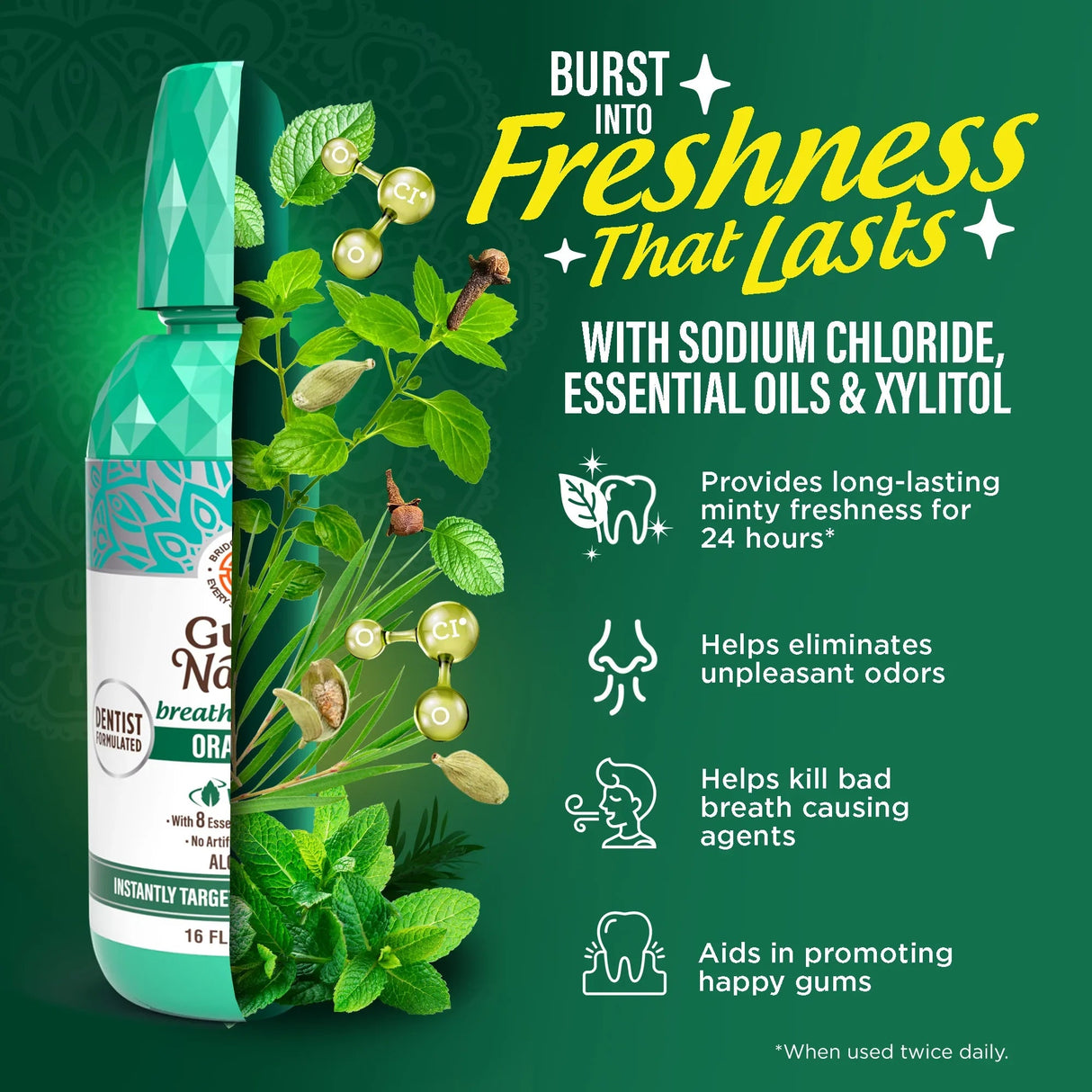 Fresh Breath Harmonizer Oral Rinse, Wild Mint