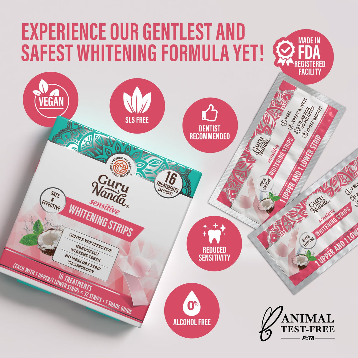 Sensitive Whitening Strips – 16 Day Treatment