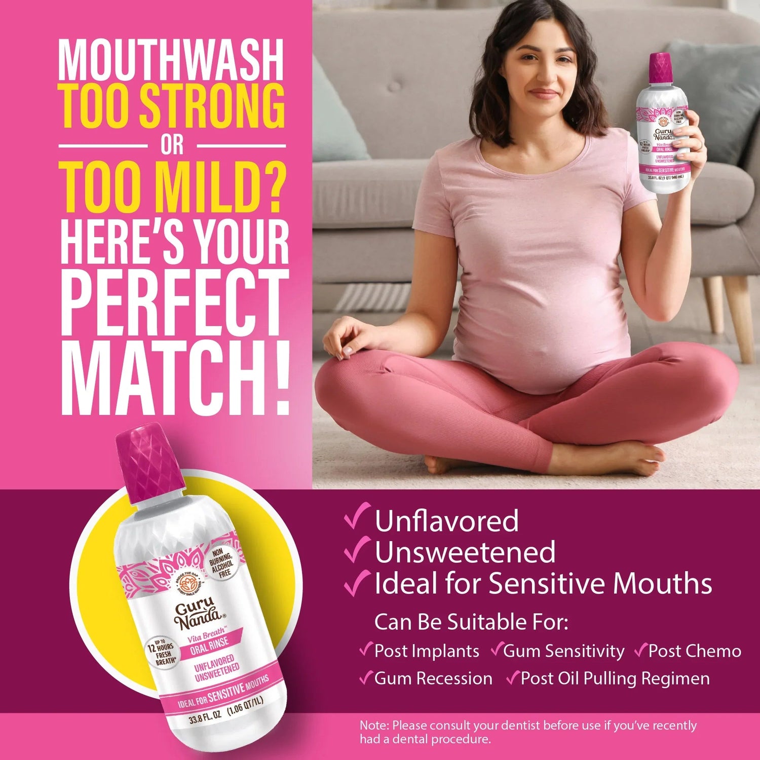 Unflavored & Unsweetened Fresh Breath Oral Rinse – 1L