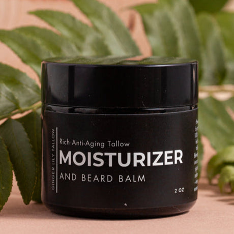 Ginger Lily Tallow Organic Men's Face & Beard Balm – Nourishing Tallow for Hydration & Softness
