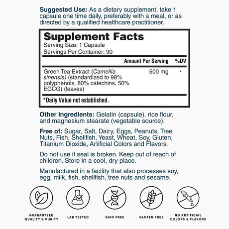 Nature's Lab Green Tea Extract 500 mg - 90 Capsules