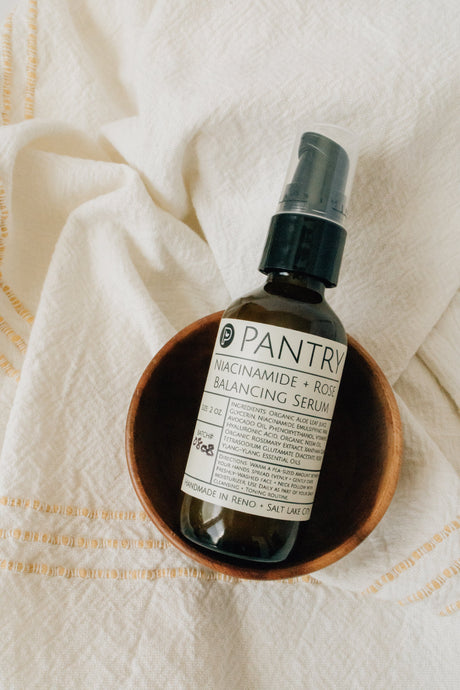 Pantry Products Niacinamide + Rose Facial Serum, 2 oz | Soften, Smooth, Balance + Brighten